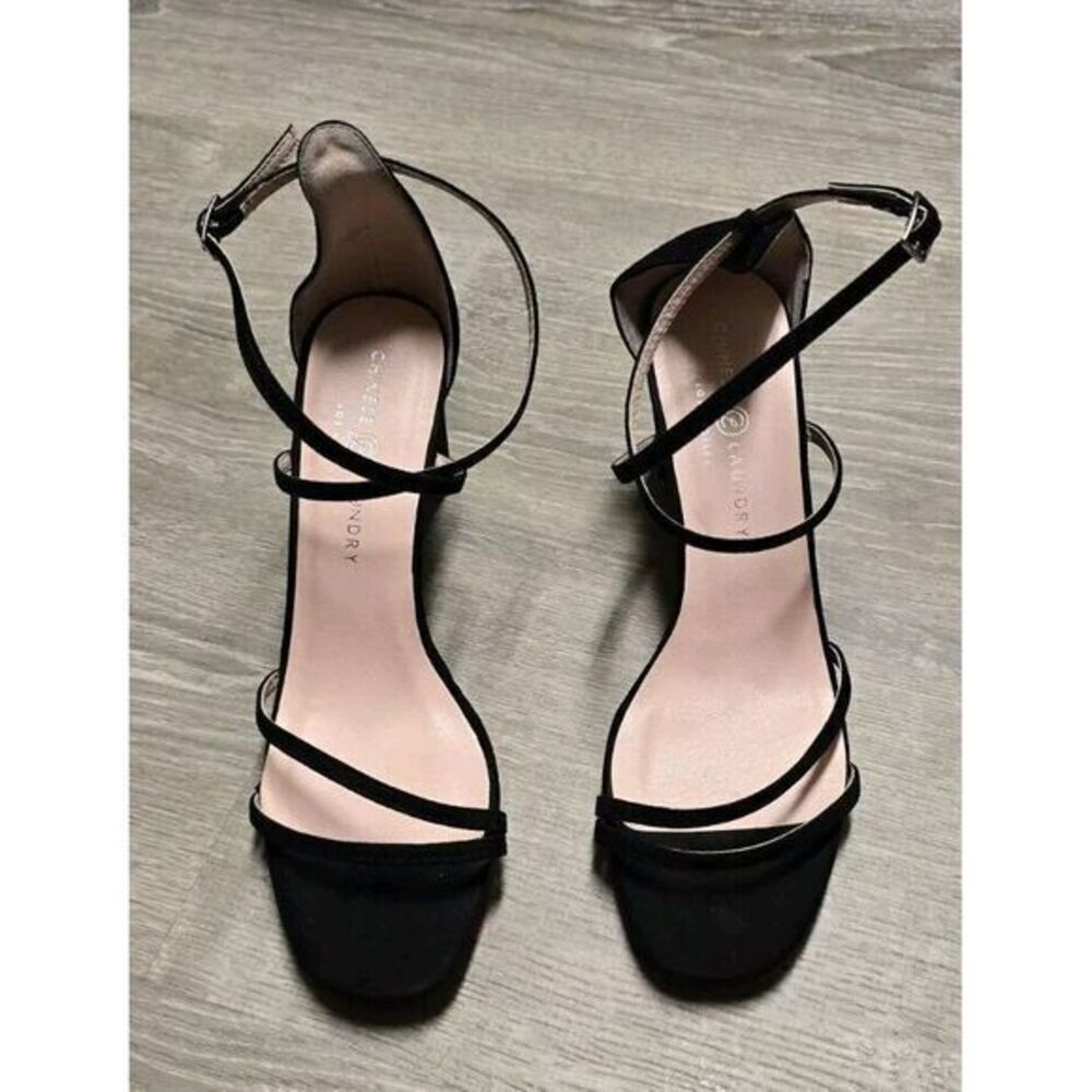 Chinese Laundry Women's Black Suede Open Toe Strappy Heels Size 9.5 M